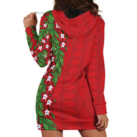 Tonga Language Week Hoodie Dress Heilala Floral Red