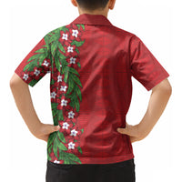Tonga Language Week Kid Hawaiian Shirt Heilala Floral Red