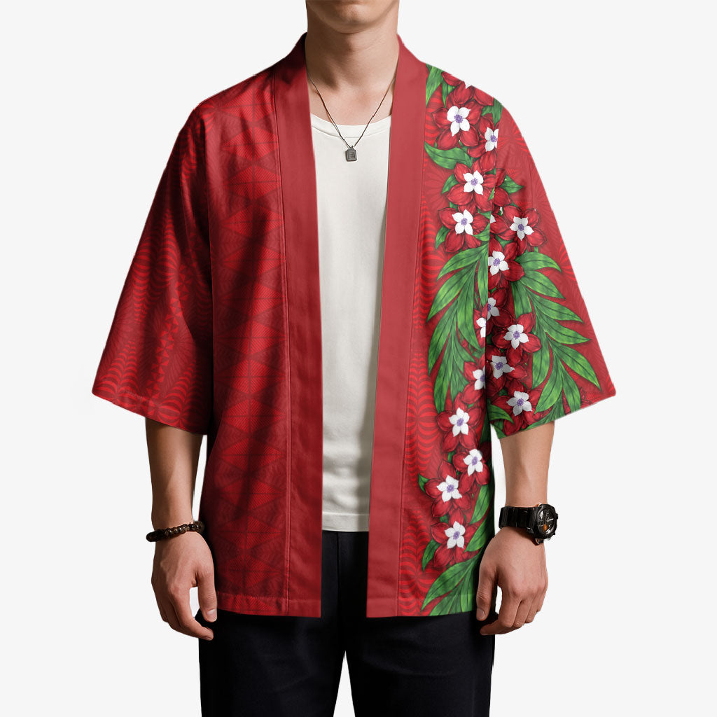 Tonga Language Week Kimono Heilala Floral Red