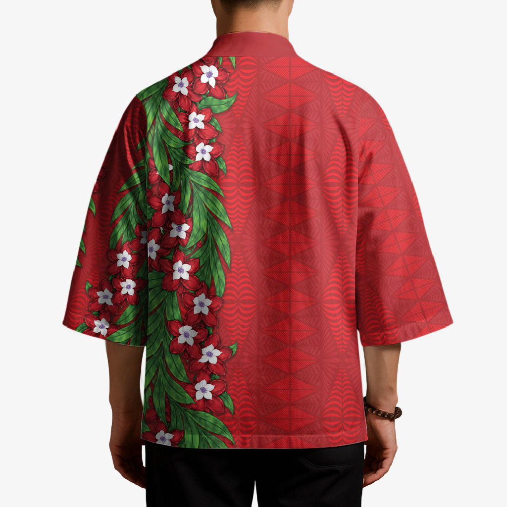 Tonga Language Week Kimono Heilala Floral Red