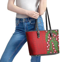 Tonga Language Week Leather Tote Bag Heilala Floral Red