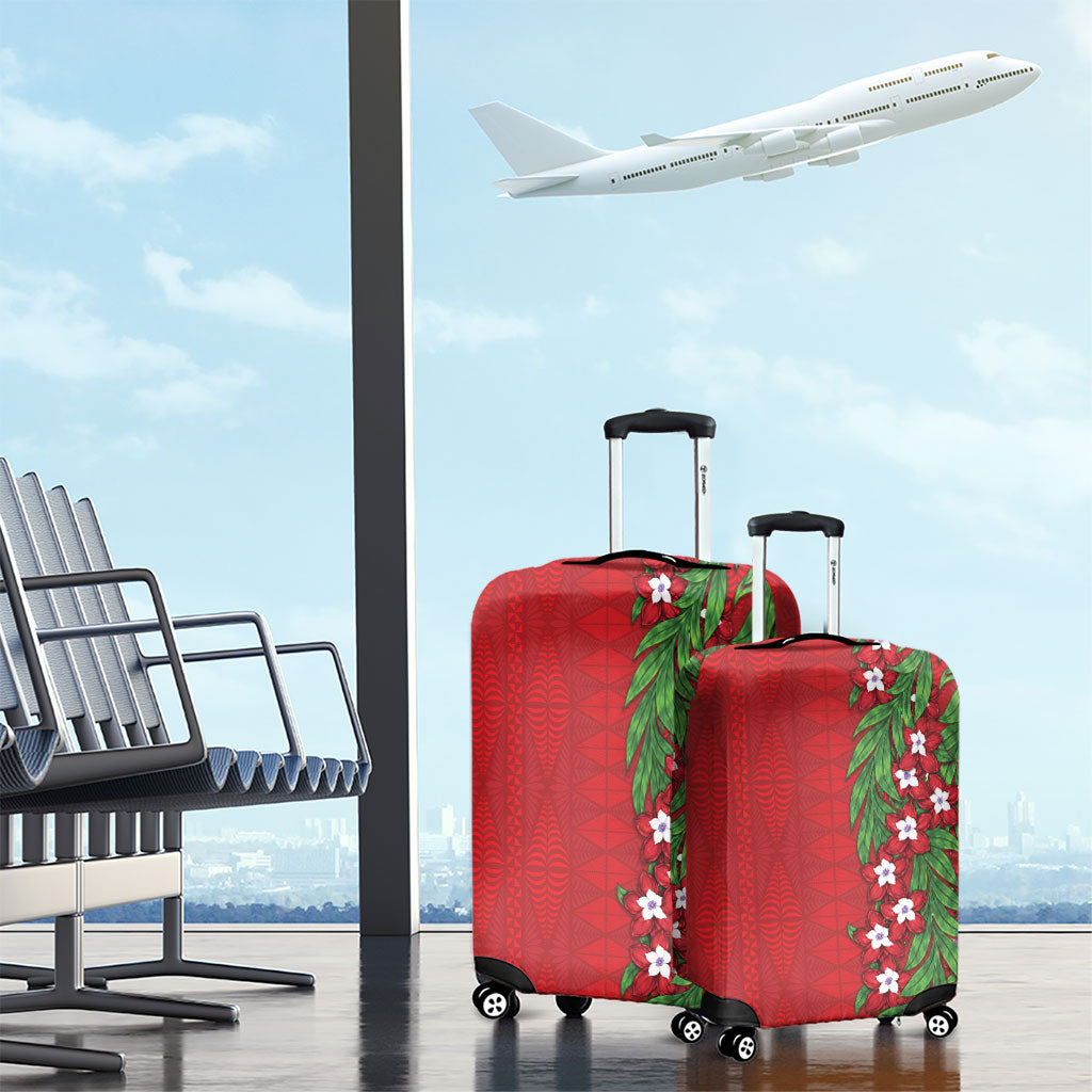 Tonga Language Week Luggage Cover Heilala Floral Red
