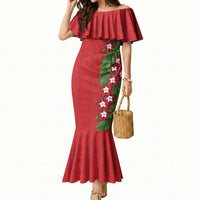 Tonga Language Week Mermaid Dress Heilala Floral Red