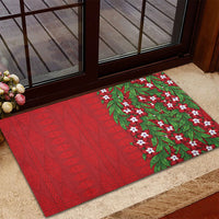 Tonga Language Week Rubber Doormat Heilala Floral Red