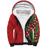 Tonga Language Week Sherpa Hoodie Heilala Floral Red