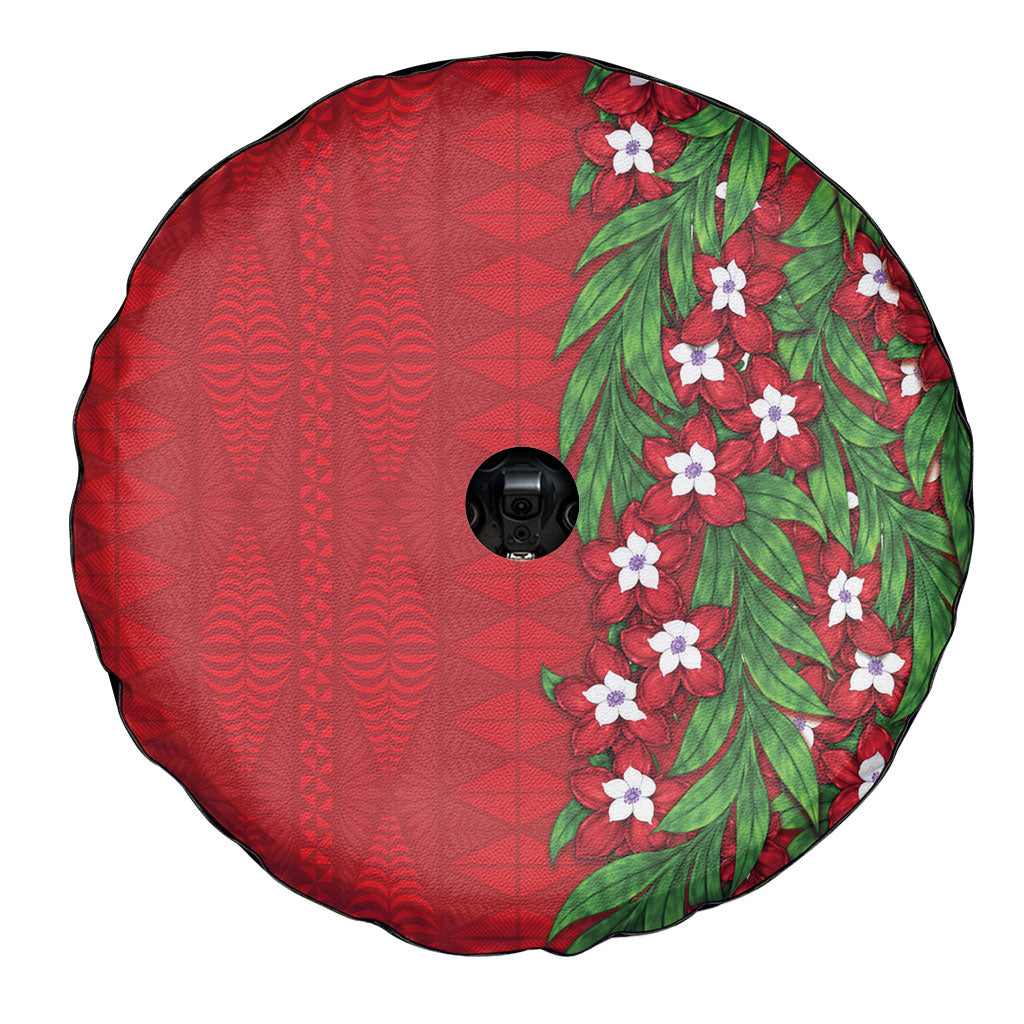 Tonga Language Week Spare Tire Cover Heilala Floral Red