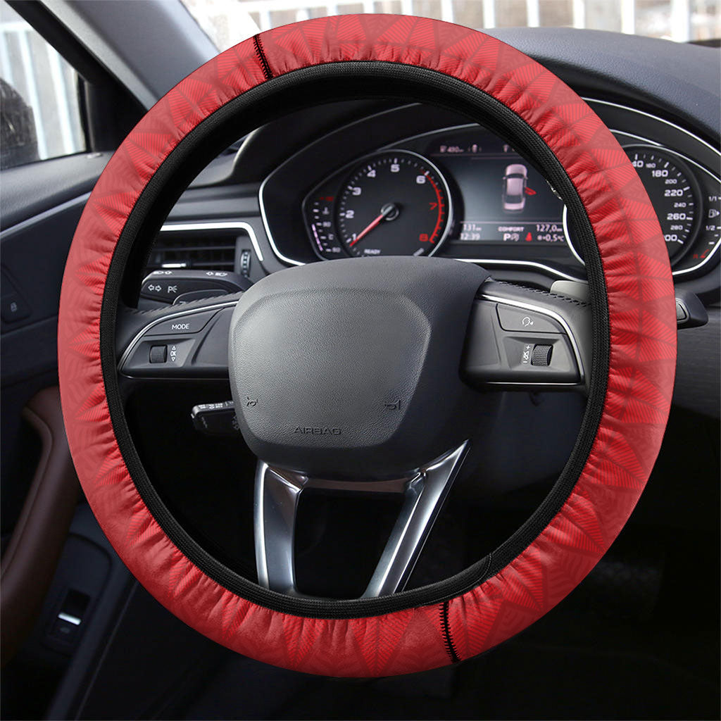 Tonga Language Week Steering Wheel Cover Heilala Floral Red