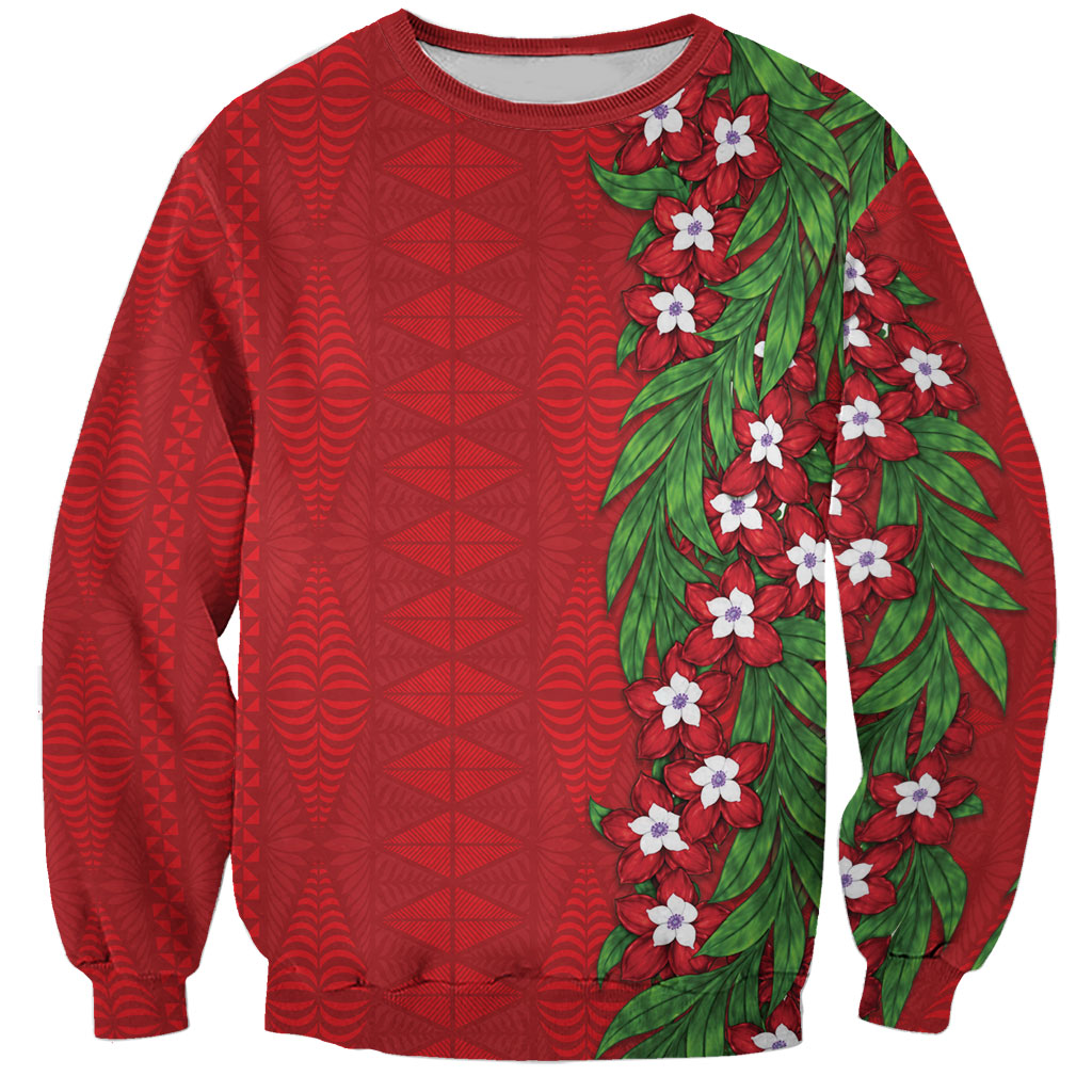 Tonga Language Week Sweatshirt Heilala Floral Red
