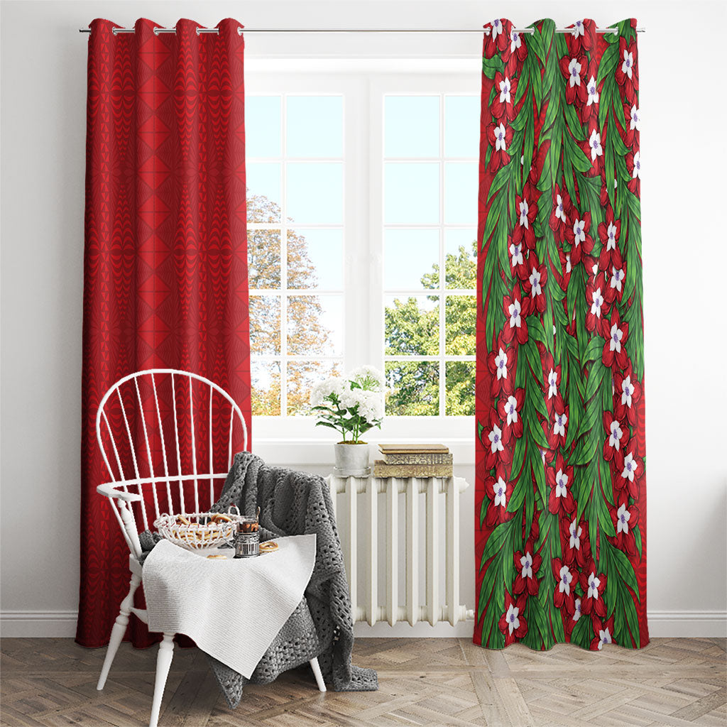Tonga Language Week Window Curtain Heilala Floral Red