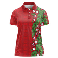Tonga Language Week Women Polo Shirt Heilala Floral Red