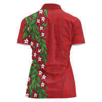 Tonga Language Week Women Polo Shirt Heilala Floral Red