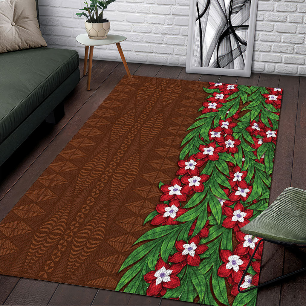 Tonga Language Week Area Rug Heilala Floral Brown