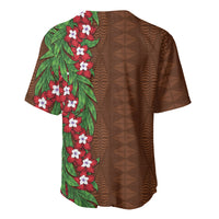 Tonga Language Week Baseball Jersey Heilala Floral Brown