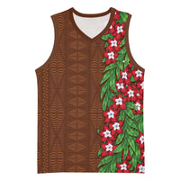 Tonga Language Week Basketball Jersey Heilala Floral Brown
