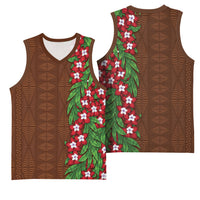 Tonga Language Week Basketball Jersey Heilala Floral Brown