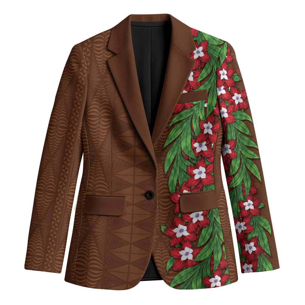 Tonga Language Week Blazer Heilala Floral Brown