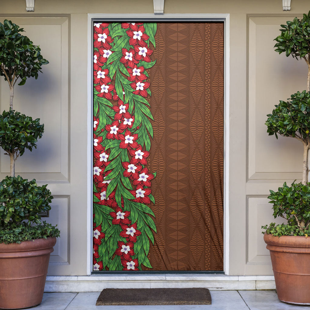 Tonga Language Week Door Cover Heilala Floral Brown