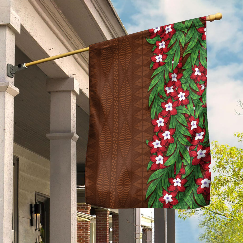 Tonga Language Week Garden Flag Heilala Floral Brown