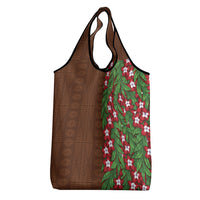 Tonga Language Week Grocery Bag Heilala Floral Brown