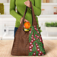 Tonga Language Week Grocery Bag Heilala Floral Brown