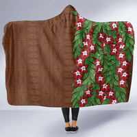 Tonga Language Week Hooded Blanket Heilala Floral Brown