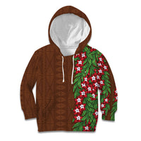 Tonga Language Week Kid Hoodie Heilala Floral Brown