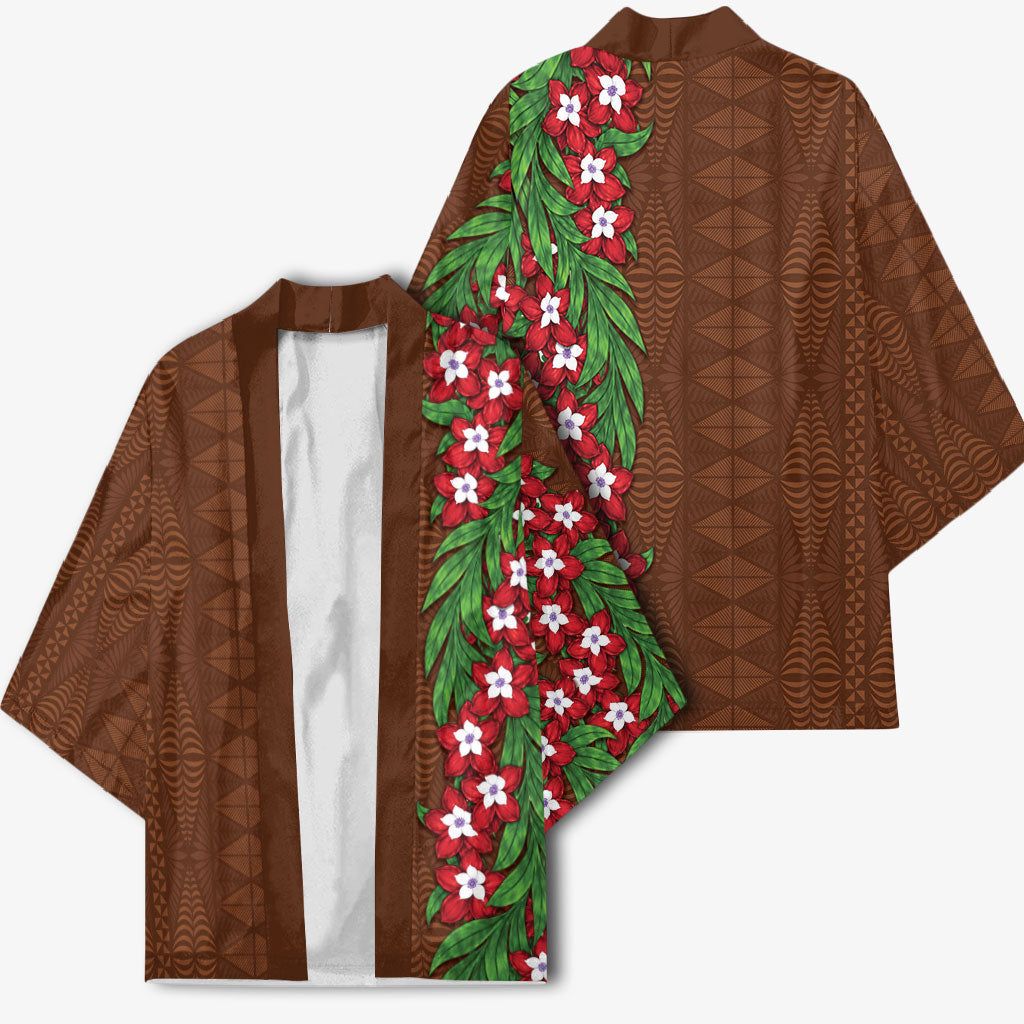 Tonga Language Week Kimono Heilala Floral Brown