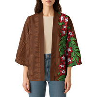 Tonga Language Week Kimono Heilala Floral Brown