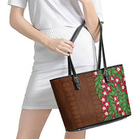 Tonga Language Week Leather Tote Bag Heilala Floral Brown