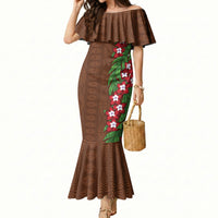 Tonga Language Week Mermaid Dress Heilala Floral Brown