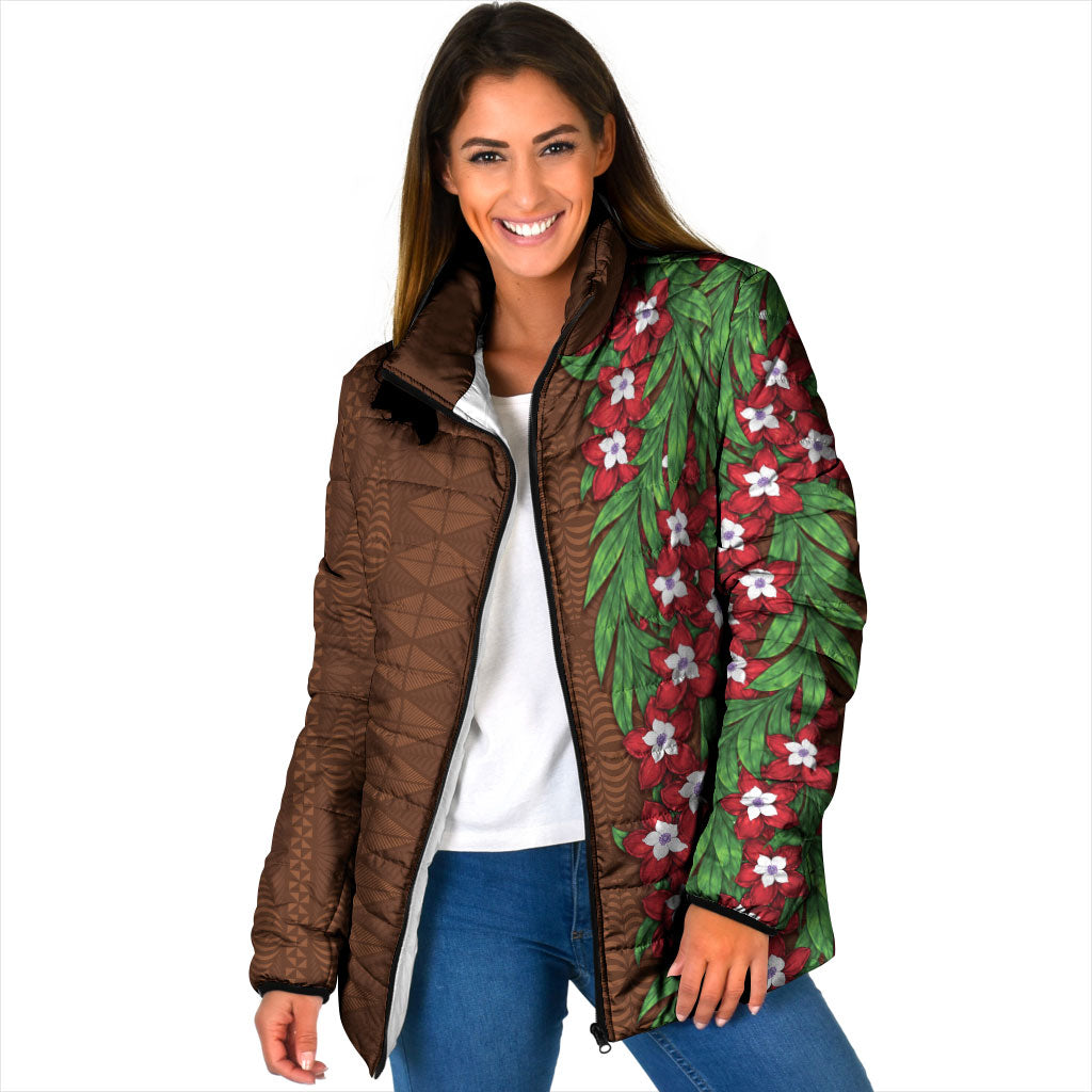 Tonga Language Week Padded Jacket Heilala Floral Brown