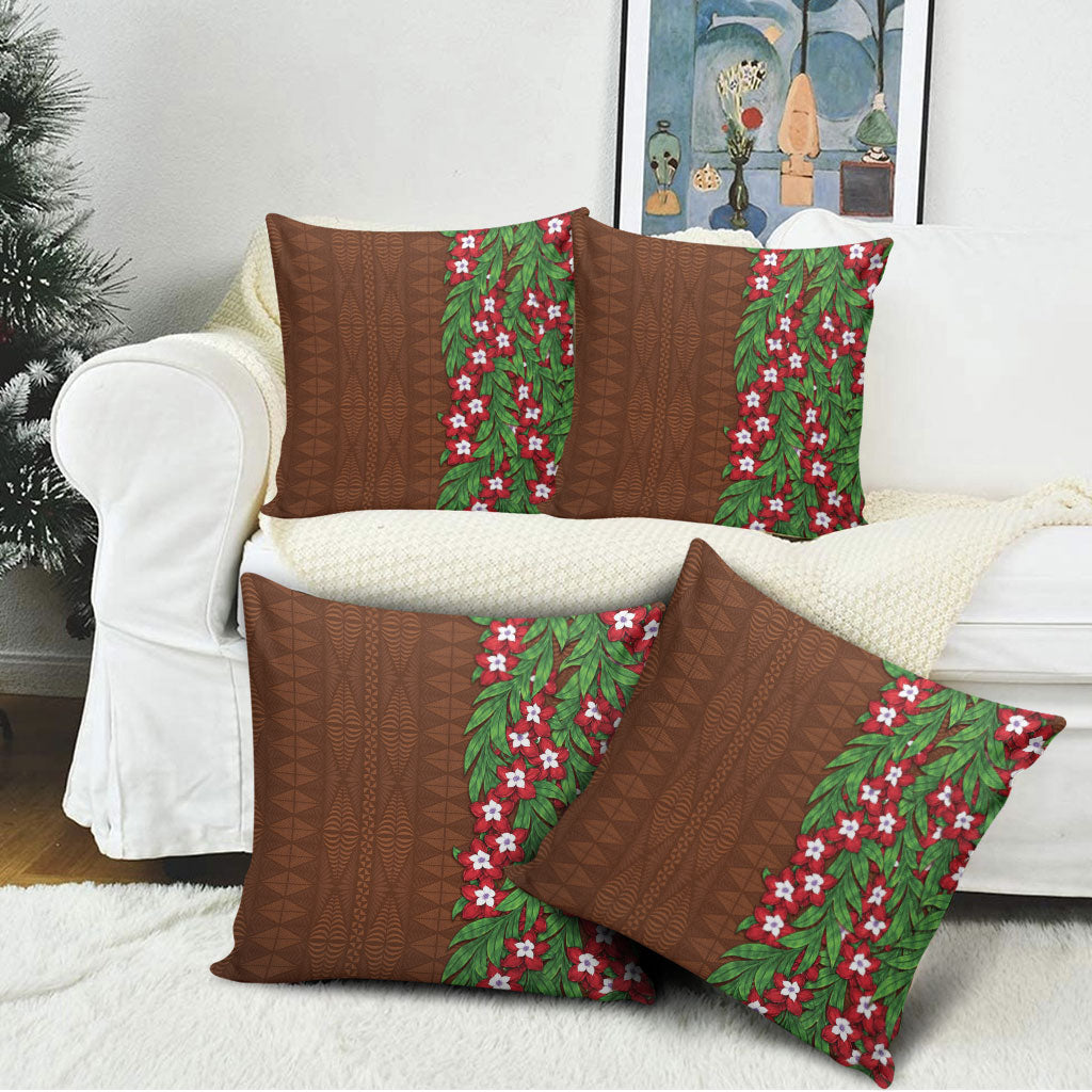 Tonga Language Week Pillow Cover Heilala Floral Brown