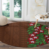 Tonga Language Week Round Carpet Heilala Floral Brown