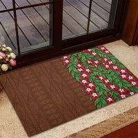 Tonga Language Week Rubber Doormat Heilala Floral Brown