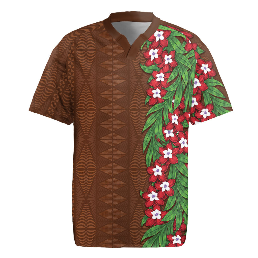 Tonga Language Week Rugby Jersey Heilala Floral Brown