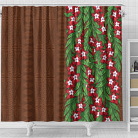 Tonga Language Week Shower Curtain Heilala Floral Brown