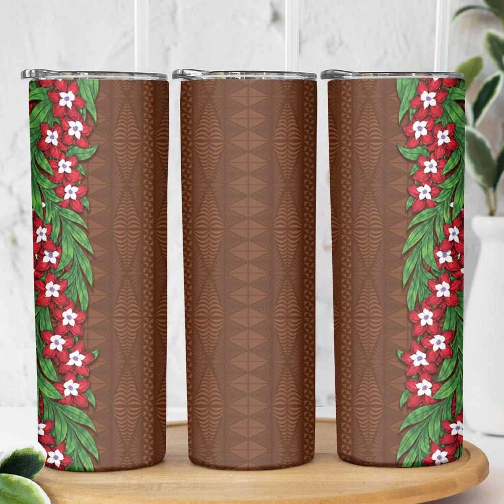 Tonga Language Week Skinny Tumbler Heilala Floral Brown