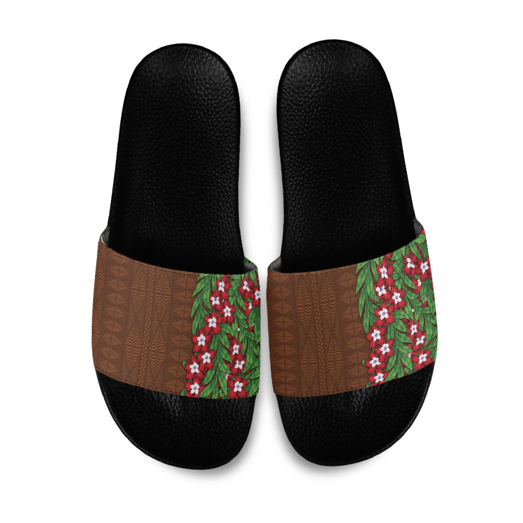 Tonga Language Week Slide Sandals Heilala Floral Brown