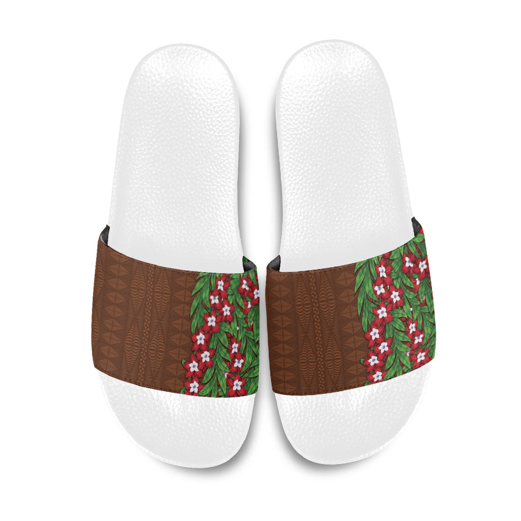 Tonga Language Week Slide Sandals Heilala Floral Brown