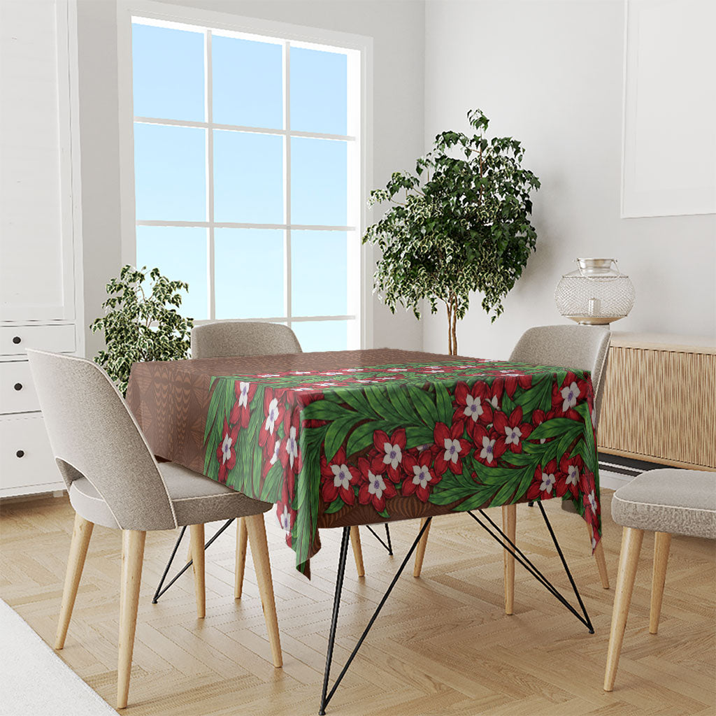 Tonga Language Week Tablecloth Heilala Floral Brown