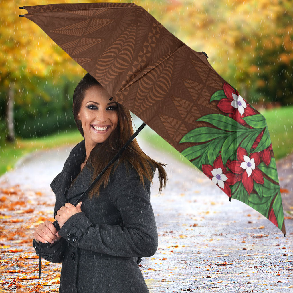 Tonga Language Week Umbrella Heilala Floral Brown