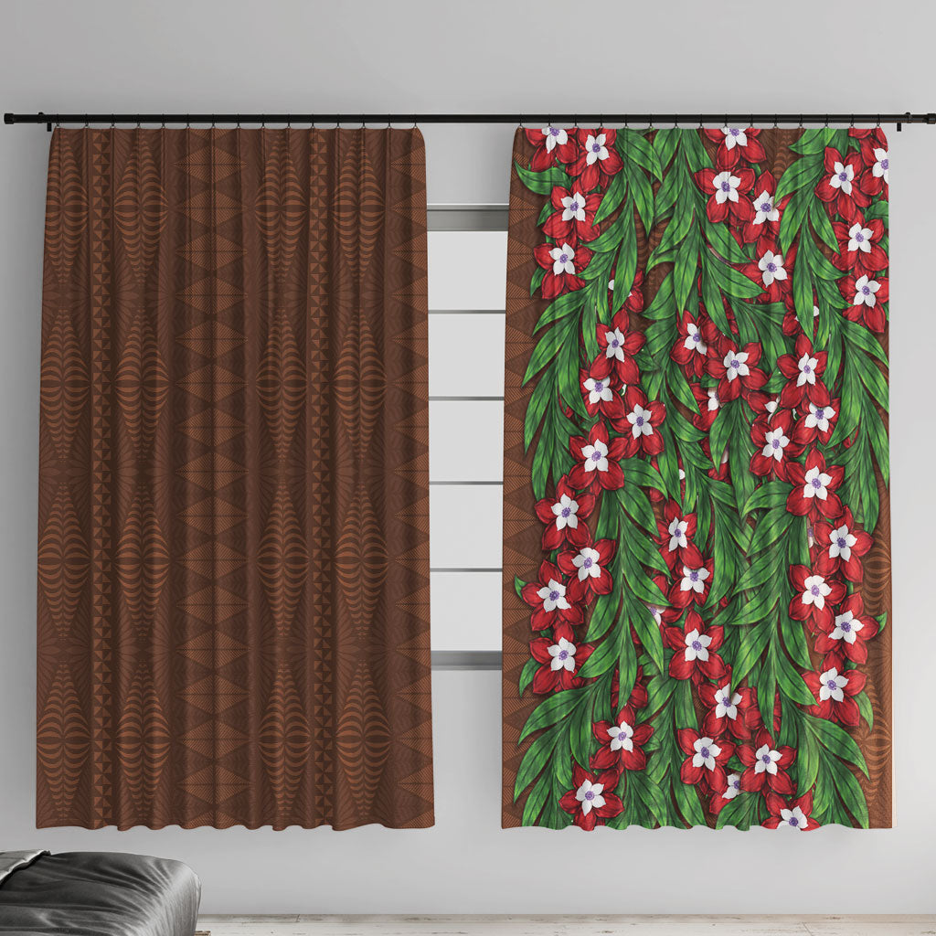 Tonga Language Week Window Curtain Heilala Floral Brown