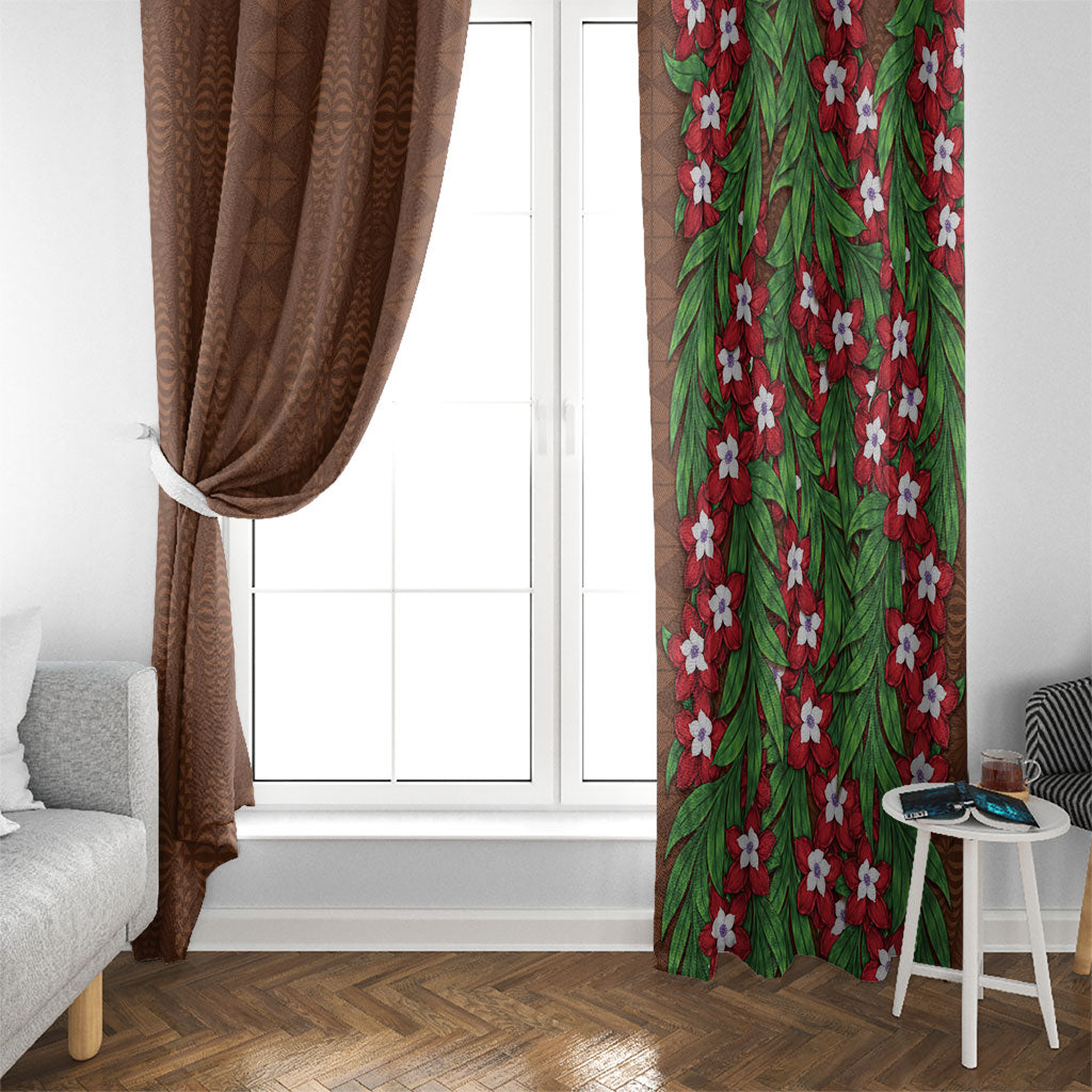 Tonga Language Week Window Curtain Heilala Floral Brown