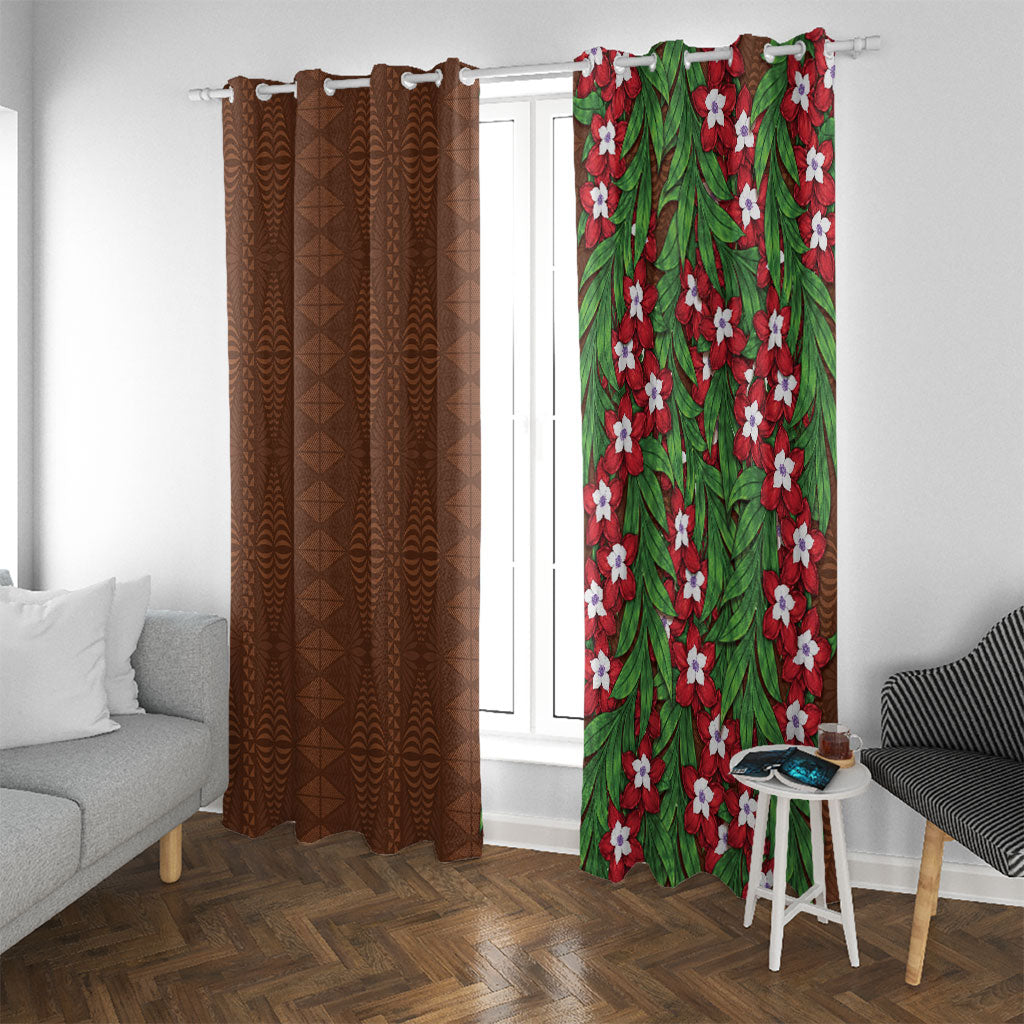 Tonga Language Week Window Curtain Heilala Floral Brown