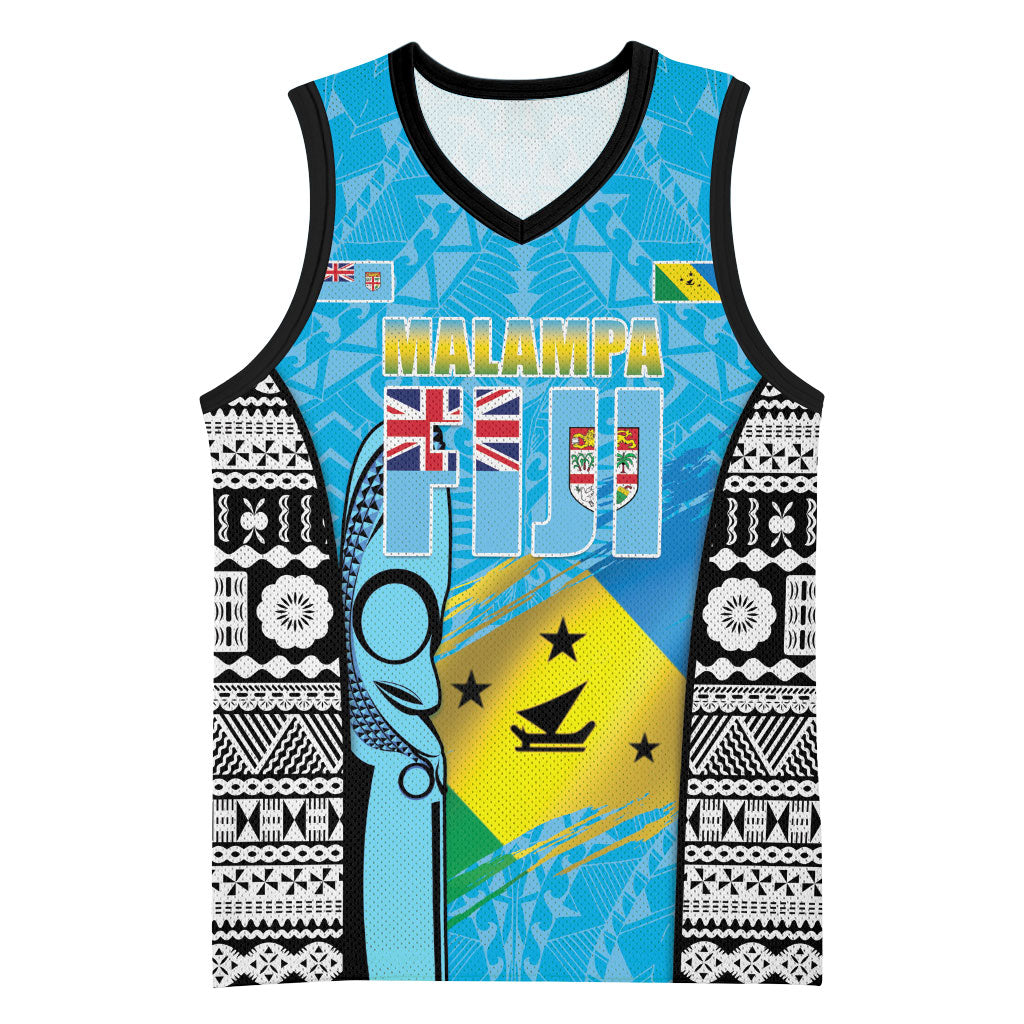 Personalised Malampa Fiji Day 2026 Basketball Jersey Unique Style LT05 Unisex Blue - Polynesian Pride