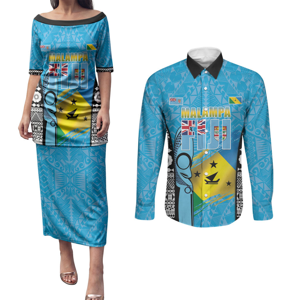 Personalised Malampa Fiji Day 2026 Couples Matching Puletasi and Long Sleeve Button Shirt Unique Style