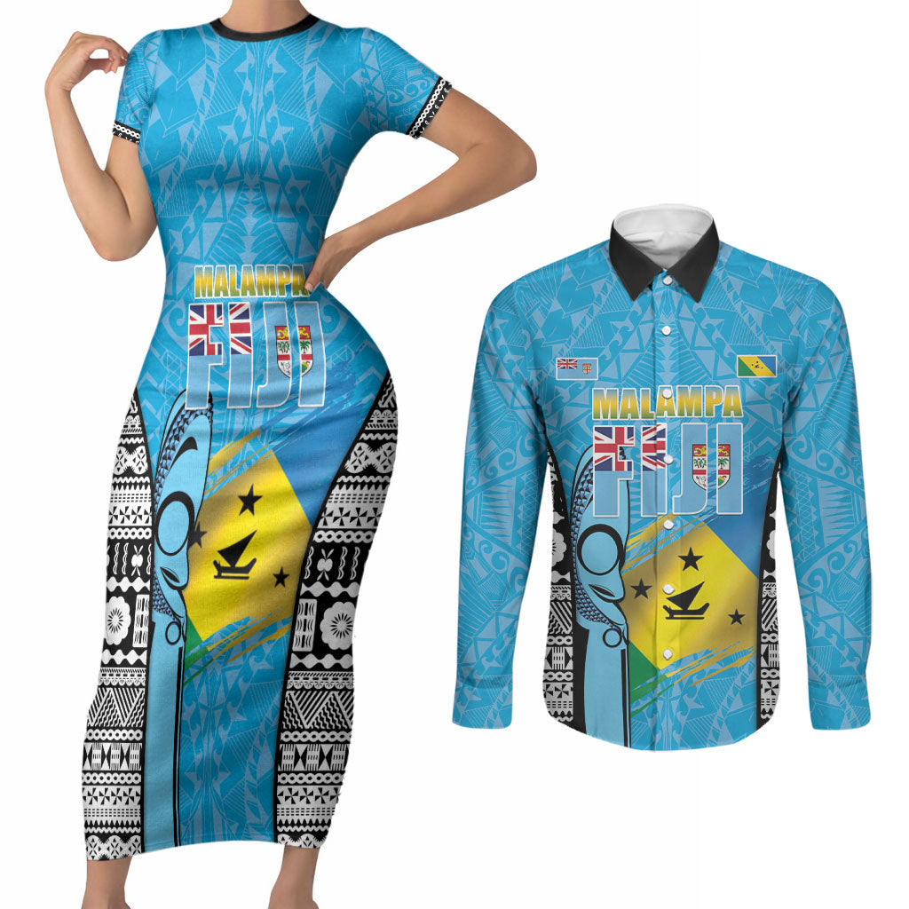 Personalised Malampa Fiji Day 2026 Couples Matching Short Sleeve Bodycon Dress and Long Sleeve Button Shirt Unique Style