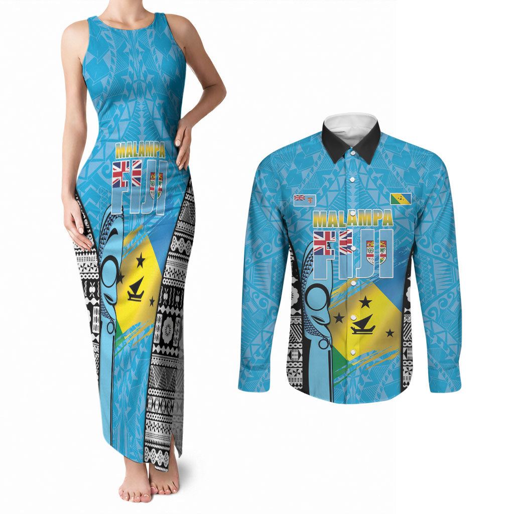 Personalised Malampa Fiji Day 2026 Couples Matching Tank Maxi Dress and Long Sleeve Button Shirt Unique Style
