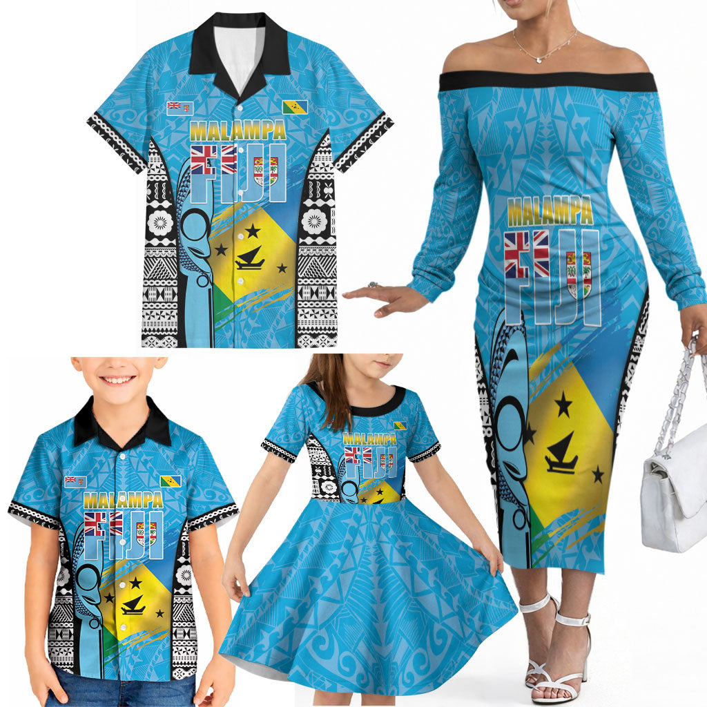 Personalised Malampa Fiji Day 2026 Family Matching Off The Shoulder Long Sleeve Dress and Hawaiian Shirt Unique Style