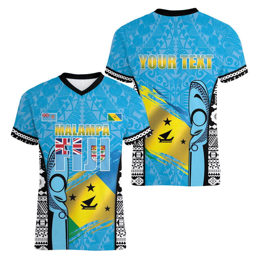 Personalised Malampa Fiji Day 2026 Women V-Neck T-Shirt Unique Style
